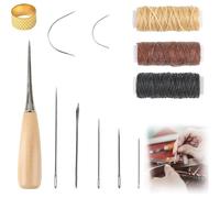Kalanka-Kit De Couture En Cuir Premium - Lot De 12 Aiguilles, Fil Ciré, Dé À Coudre Et Alène - Réparation Facile De Cuir, Toile, Tapis Et Plus - Outil Polyvalent Pour La Couture Et La Réparation