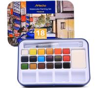 KALANKA-Kit de peinture aquarelle avec 18 couleurs vives, y compris un pinceau à eau, une éponge et un nuancier vierge en papier aquarelle, un étui léger et portable, parfait pour un cadeau