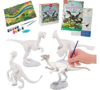 KALANKA-Kit de Peinture Dinosaures Enfants de 3 à 7 Ans [Les Extraordinaires de l`Asie] \u2013 Jouets pour Peindre d`Art avec 4 Dinosaures, 2 Sets de Peinture, 2 Pinceaux, Poster Éducatif, Tapis de J