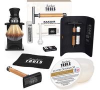 Kalanka-Kit De Rasage - Rasoir De Sécurité/Rasoir De Sûreté + 5 Doubles Lames + Blaireau De Rasage + Savon De Rasage 150ml + Pierre D'alun ¿ Barber Tools ¿