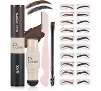 Kalanka-Kit De Tampons À Sourcils,Outils De Maquillage Pour Tampons À Sourcils Avec 20 Pochoirs À Sourcils Réutilisables, Brosse À Sourcils Et Tondeuse À Sourcils(Noir Et Marron Foncé)