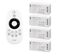 Kalanka-, Kit De Télécommande Milight Miboxer: Pack De 4 Contrôleurs De Température De Couleur Double Blanc (Blanc Chaud À Blanc Froid) Avec 1 X Télécommande Sans Fil Rf 4 Zones 4x Fut035s + Fut007