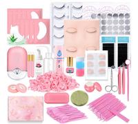 Kalanka-Kit D'extension De Cils Professionnel Pratique Des Cils Mannequin Amovible De Visage De Paupière Usb Fan 0.07d Mélange De Cheveux Bouclés 8-15mm Faux Gel De Cils Shampooing Spray Pratique Set