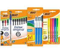 Kalanka-Kit Les Essentiels , 3 Stylos 4 Couleurs, 5 Highlighter Surligneurs, 14 Cristal Original Stylos-Bille, Lot De 22 Produits