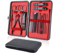 Kalanka-Kit Manucre Pedicure, 18pcs Ensemble De Coupe-Ongles Professionnel, Coupe-Cuticule En Acier Inoxydable, Kit De Manucure De Pédicure Avec Boîte De Voyage Et Maison Exquise (Noir)