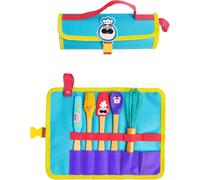 KALANKA-- Kit Mini-Ustensiles de Cuisine pour Enfants - Trousse de Rangement avec Fouet, Spatule, Cuillère, Maryse et Pinceau - Matériaux Sans BPA - Apprentissage Ludique - Dès 4 Ans