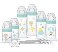 Kalanka-Kit Naissance - 6 Biberons Anti-Colique Tétines Plates (2x150 Ml, 2x270 Ml, 2x330 Ml), 1 Sucette Anatomique 0-2 Mois, 1 Goupillon - Sans Bpa - Vert