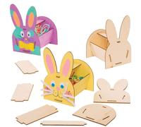 KALANKA-Kits de paniers Lapins en Bois (Paquet de 4) -Loisirs créatifs de Pâques pour Enfants, AT442