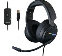 KALANKA-Korp Thallium Casque Gaming USB Son 7.1 Digital Surround - Micro Casque Gamer Audio Haute Qualité - Microphone à réduction de bruits - LED RGB - Compatible PC PS4 PS5 (Noir)