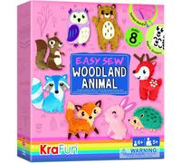 KALANKA-KraFun Kit de Couture Animaux des Bois pour Enfants dès 5 Ans, 8 Projets Débutants (Ours, Lapin, Renard, Hibou, Cerf), Feutre, Instructions, Jouet Éducatif