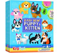 KALANKA-KraFun Kit de Couture Chiots et Chatons pour Enfants dès 5 Ans, 9 Projets Débutants (Poupées Peluche Chiens, Chats), Feutre, Instructions, Jouet Éducatif