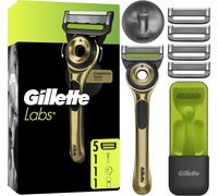 Kalanka-Labs Rasoir Homme Avec Barre Exfoliante Champion Gold, Manche Réutilisable Et 5 Cartouches De Recharge Labs A 5 Meilleures Lames De La Marque, Rasage Confortable Du Visage