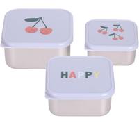 Kalanka-Lässig Snackbox Enfants Set 3 En Acier Inoxydable Boîte À Pain/Snackbox Stainless Steel Happy Fruits Cherry