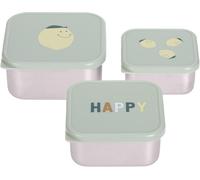 Kalanka-Lässig Snackbox Enfants Set 3 En Acier Inoxydable Boîte À Pain/Snackbox Stainless Steel Happy Fruits Lemon