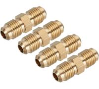 KALANKA-Laiton Tube Coupleur, 1/4"" Flare x 1/4"" Flare Mâle Connecteur Pipe Couplage Raccord Union Gaz Adaptateur pour HVAC Climatisateur, Paquet de 4