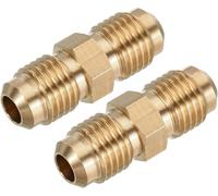 KALANKA-Laiton Tube Coupleur, 1/4"" Flare x 1/4"" Flare Mâle Connecteur Pipe Couplage Raccord Union Gaz Adaptateur pour HVAC Climatisateur, Paquet de 2