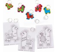 KALANKA-Lama FC409 Lot de 10 porte-clés, en film rétractable, kit de bricolage pour enfants, à colorier et à suspendre, pour enfants