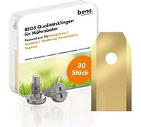 KALANKA-Lames de Rechange 30 x Premium Titan + vis - Lames de Rechange pour Marques Premium Husqvarna, Gardena, Segway, Yard Force - 0,75 mm d'épaisseur de Lame pour Une Tonte Longue et agréable