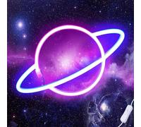 Kalanka-Lampe Au Néon Led Veilleuse Pour Chambre Usb Chargeur Lampe Décorative Suspendue Pour Pour Enfants Chambre Fête Danniversaire Décor De Mariage (Planète Rose)
