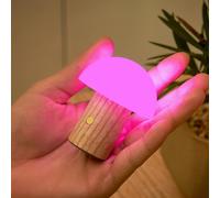 KALANKA-Lampe champignon Alice RVB à 7 couleurs changeantes, lumière d'ambiance et veilleuse, batterie longue durée, chargement USB-C, 3 modes d'éclairage, bois certifié FSC avec abat-jour ABS givré