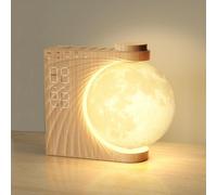Kalanka-Lampe De Lune Avec 2 Réveil Lumineux,Eveil Lumière Led Radio,Reveil Simulateur D'aube,Réveil Et Machine Sonore Avec De Lune Veilleuse,Fonction Snooze,Lumière De Réveil,10 Sonsl Nature,8 Coule