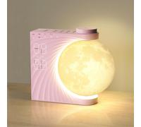 Kalanka-Lampe De Lune Avec Réveil Lumineux,Eveil Lumière Led Radio,Réveil Et Machine Sonore Avec De Lune Veilleuse,Double Alarme,Fonction Snooze,Lumière De Réveil,10 Sons De La Nature,8 Couleurs