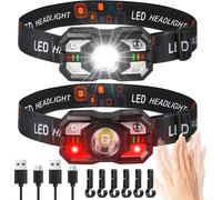 Kalanka-Lampe Frontale Led, 2pcs Torche Frontale Led, Ipx5 Étanche Lampe Frontale Rechargeable, 5 Modes D'éclairage,Capteur Mouvement,Portable Lampe Frontale Rechargeable Pour Camping,Urgence,Cyclism