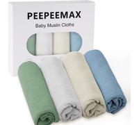 Kalanka-Langes Coton Bébé 50x25cm, Mousseline Lange Bebe Lot De 4, Extra Doux Absorbant Respirant Pour Nouveauné Peau Sensible, Carrés De Mousseline Pour Garçons Et Filles, Bleu