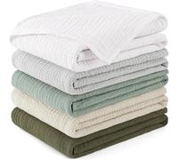 Kalanka-Langes Coton Bébé 60x60cm,Lot De 5 Mousseline De Coton Carrés De Mousseline Super Absorbant De Mousseline À Grain Pour Unisexe Bébé Filles Et Garçons(Vert)