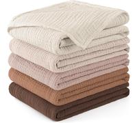 Kalanka-Langes Coton Bébé 60x60cm,Lot De 5 Mousseline De Coton Carrés De Mousseline Super Absorbant De Mousseline À Grain Pour Unisexe Bébé Filles Et Garçons (Brun)
