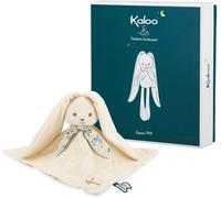 KALANKA-- Lapinoo - Doudou Lapin - Peluche Bébé - Couleur Crème - Carré 30 x 30 cm - Bi-Matières Coton et Velours Côtelé Très Doux - Boîte Cadeau - Dès la Naissance, K972206
