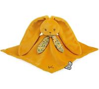 KALANKA-- Lapinoo - Doudou Lapin - Peluche Bébé - Couleur Ocre - Carré 30 x 30 cm - Bi-Matières Coton et Velours Côtelé Très Doux - Boîte Cadeau - Dès la Naissance, K972207