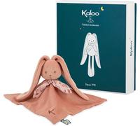 KALANKA-- Lapinoo - Doudou Lapin - Peluche Bébé - Couleur Terracotta - Carré 30 x 30 cm - Bi-Matières Coton et Velours Côtelé Très Doux - Boîte Cadeau - Dès la Naissance, K972208