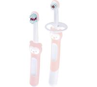 Kalanka-Learn To Brush Kit De Brosse À Dents Pour Bébé À Long Manche Pour Enfant À Partir De 5 Mois Et Plus Rose