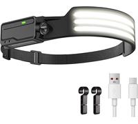 Kalanka-Led Lampe Frontale Avec Détecteur De Mouvement, Usb Rechargeable Torche Frontale, Portable Batterie Lumiere Frontale 1200 Mah, Ipx4 Étanche Pour Bricolage Camping Pêche, 1p