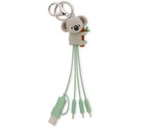 KALANKA-Legami - Câble de charge multiple Link Up, Thème Koala, avec porte-clé, 4 câbles de charge, USB, Type-C, Micro-USB, Lightning, avec adaptateur USB de type C, câble revêtu de TPE
