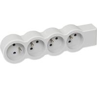 KALANKA-LEGRAND - Multiprise Extra-Plate à Câbler - 4 Prises avec Terre - Livrée Sans Cordon/Sans Fiche - Blanc et Gris Clair