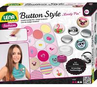 KALANKA-Lena 42564 - Set de Bricolage Style Lovely Pin, Set Complet pour Badges Cool avec 10 Boutons en métal, Outils, 14 modèles Textiles Animaux, Set Mode Mode pour Enfants à partir de 8 Ans