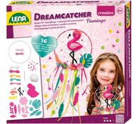 KALANKA-Lena 42700 - Kit de Bricolage Dreamcatcher Flamingo, 56 pièces, pour fabriquer Un Attrape-rêves avec Anneau, Rubans et ficelles colorés, Perles et Fleurs en Tissu, kit pour Enfants à partir d