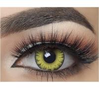 Kalanka-® Lentilles De Contact De Couleur Fantaisie Crazy Lens Cosplay Halloween Yeux Loup Garou Jaunes Yellow Werewolf Moon Yellow Vampire Etui Offert 12 Mois Sans Correction ¿