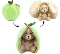 KALANKA-Les DÉGLINGOS Doudou Crocket Le Chien/Pomme - Chien Cache-Cache réversible - Peluche Toute Douce pour bébé - Idées Cadeaux de Naissance, Vert et Beige