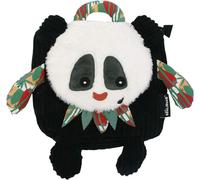 KALANKA-Les Déglingos - Sac à Dos velours - Rototos le panda - Ultra Doux - Peluche - Sac crèche ou nounou - Convient dès 18 mois- Cadeau bébé - Noir&Blanc