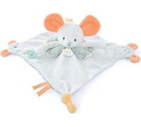 KALANKA-- Les Petits Futés - DOUDOU avec marionnette à doigt Souris- Beige - 30cm - Cadeau naissance - DC4055