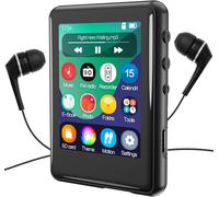 KALANKA-Lettore MP3 Bluetooth 5.3, Tokemisc 16GB Full Touchscreen lettore mp3 Bambini Musicale portatile Con altoparlante, Radio FM, E-Book, Built-in Micro SD Card Slot, auricolari inclusi, Max 256GB