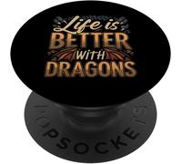 Kalanka-Life Is Better With Dragons Fantasy Quote Popsockets Popgrip Adhésif