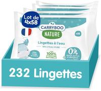 Kalanka-- Lingettes Bébé À L'eau - Sans Parfum Et Allergènes - Lot De 4 - Peaux Normales & Fragiles - Nettoient Et Apaisent - Fibres 100% D'origine Naturelle - Fabriquées En France - 232 Lingette