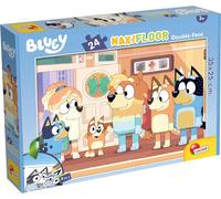 KALANKA-Lisciani - Bluey - Puzzle DF Maxifloor 99580 - Puzzle Double Face 24 Pièces - Scène à Colorier au Dos - Développe Dextérité et Imagination - 50x70 cm - Multicolore - Dès 3 Ans
