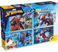 KALANKA-Lisciani - MARVEL SPIDERMAN - 4 Puzzles pour Enfants dès 4 ans - 4 x 48 pièces - MaxiFloor 35x25 cm - Puzzles 2 en 1 - Double Face avec Verso à Colorier - Jeux Educatifs - Réflexion et Patien