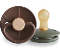 Kalanka-Little Viking Sucette En Latex Lot De 2 Sucettes Sucette En Caoutchouc Fabriqué Au Danemark Sans Bpa Tétine Cerise Symétrique (Cocoa/Olive, Taille 1 (0-6 Mois))