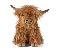 KALANKA-Living Nature, Peluche Vache Highland Marron, Vache en Peluche Cute Douce, Réaliste, Durable, Jouets Animaux de Ferme à Collectionner et Doudou avec Son, Idée Cadeau pour Enfants, 22 cm